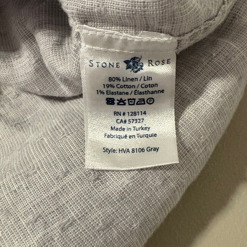 Stone Rose Mens Linen Blend Button Down Shirt Gray Size Small (2 )Long Sleeve - Picture 11 of 13